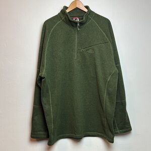 The North Face Men’s XXL 1/4 Zip Green Fleece Sweatshirt Outdoor Hiking